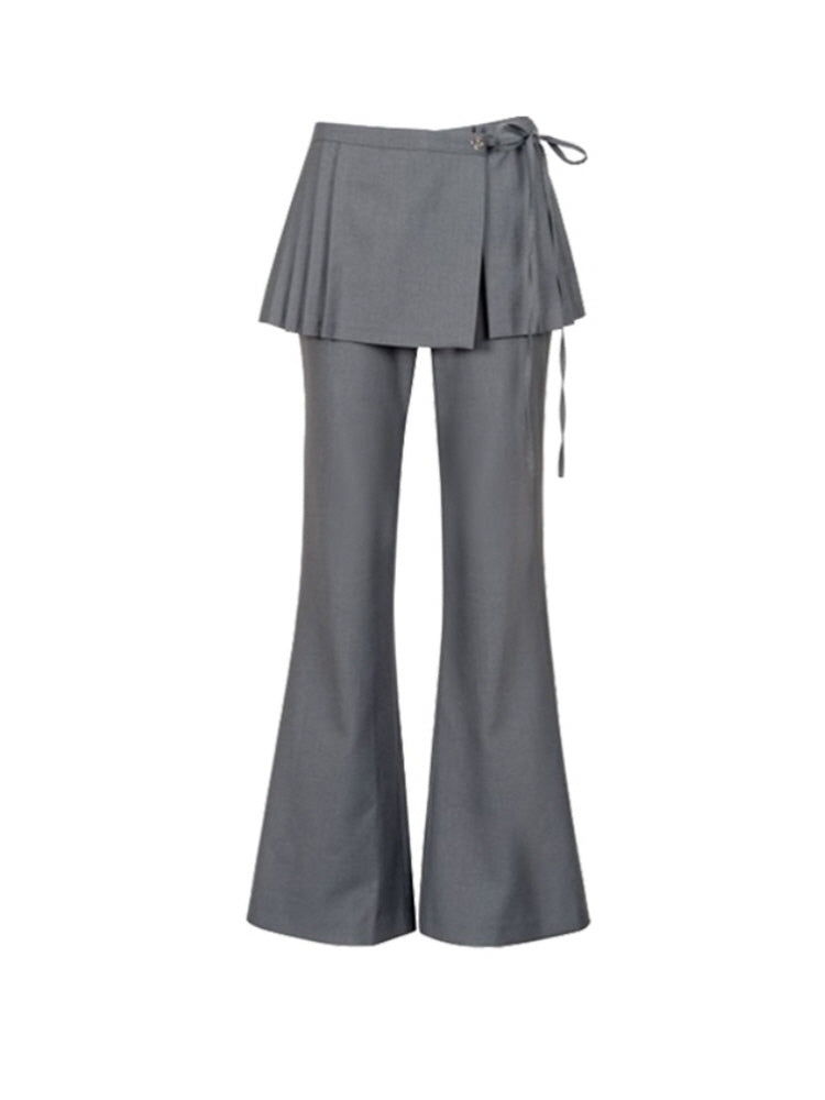 Pleated Wrap Skirt-Pants Combination