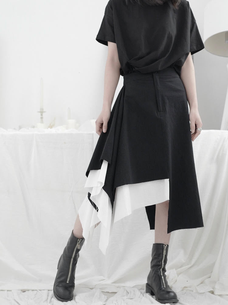 Black skirt female loose and irregular design