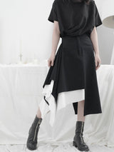 Black skirt female loose and irregular design