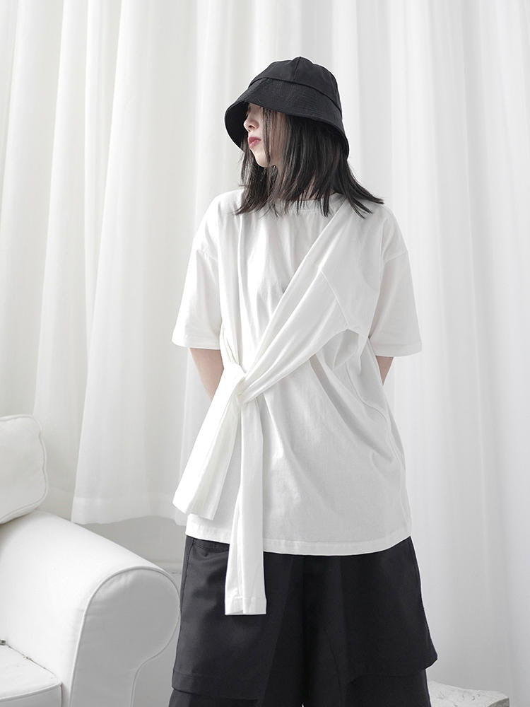 Irregular half-sleeved top