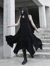 Pleated fabric irregular large dress