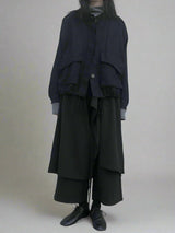 Dark design back button casual skirt pants