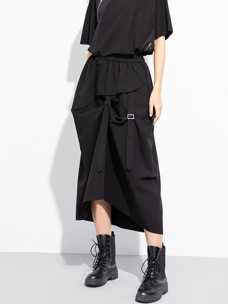 Drawn-out two-wear A-line skirt