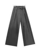 Grey straight wide-leg suit pants