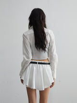 Independent design white short cotton shirt