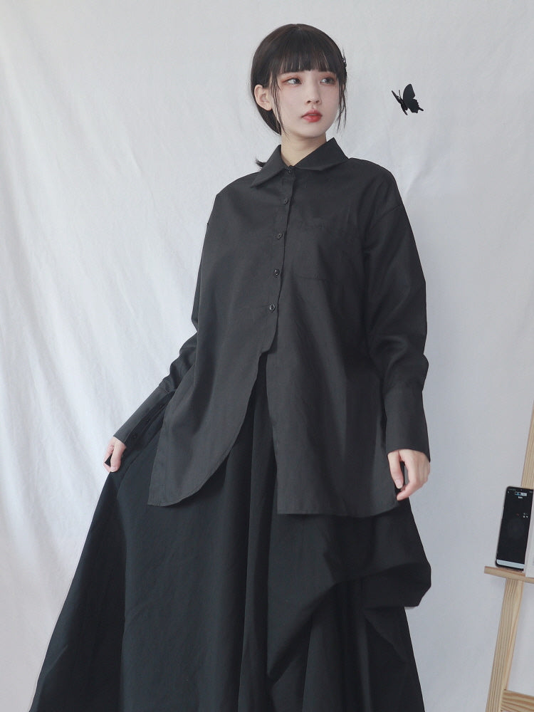 Japanese versatile loose long sleeve shirt