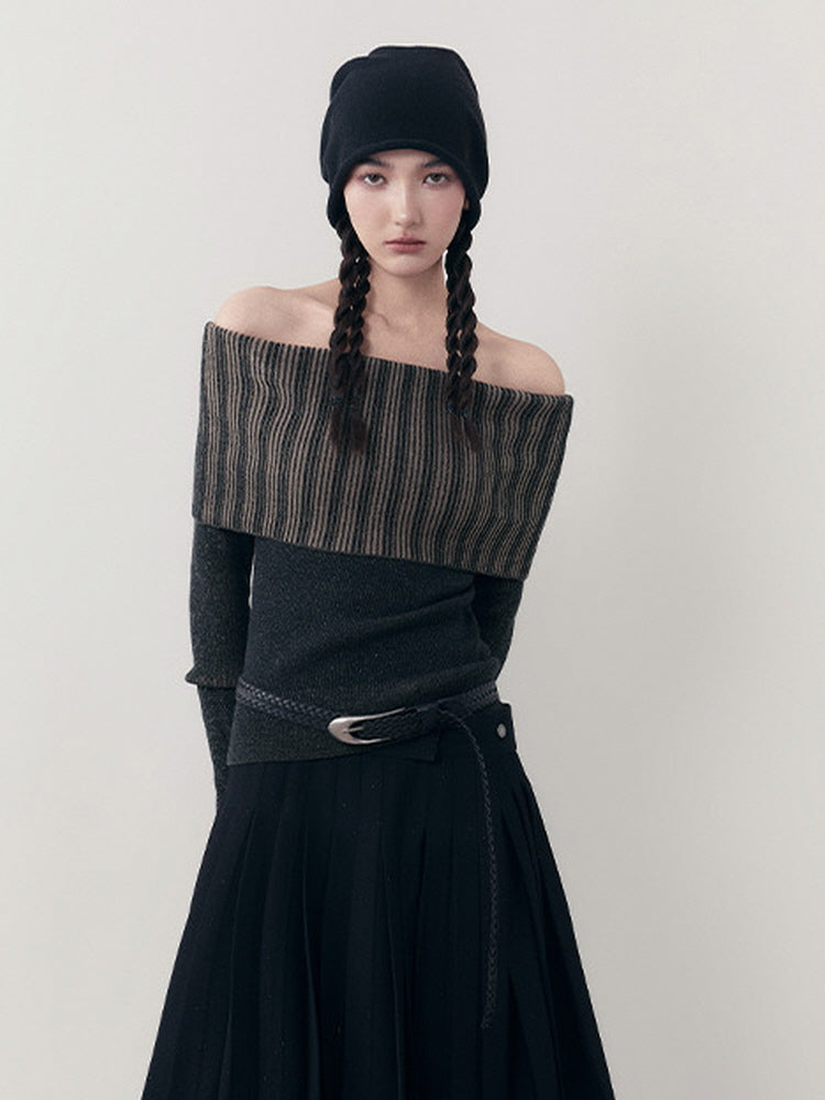 Retro slouchy straight shoulder lapel Knit