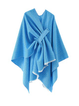 Belted Knit Shawl Wrap with Fringed Hem