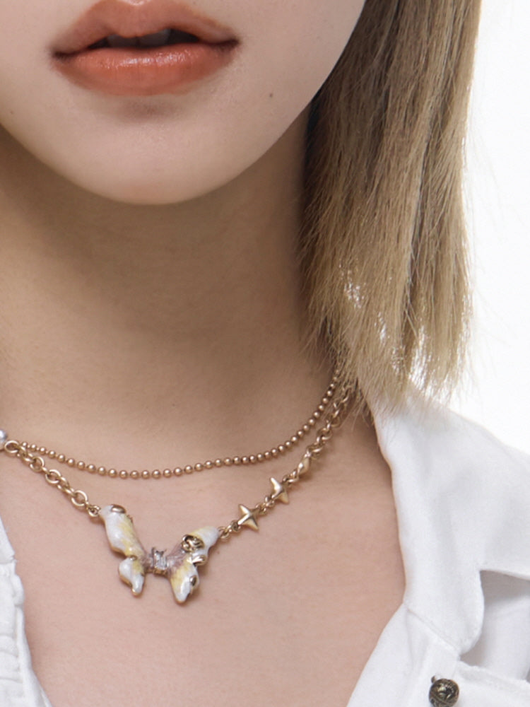 Butterfly clavicle chain necklace