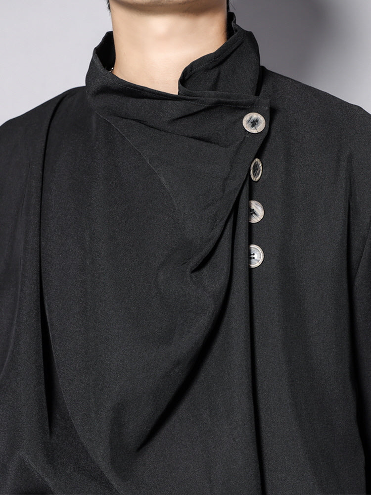 Half-height pile collar long-sleeved T-shirt