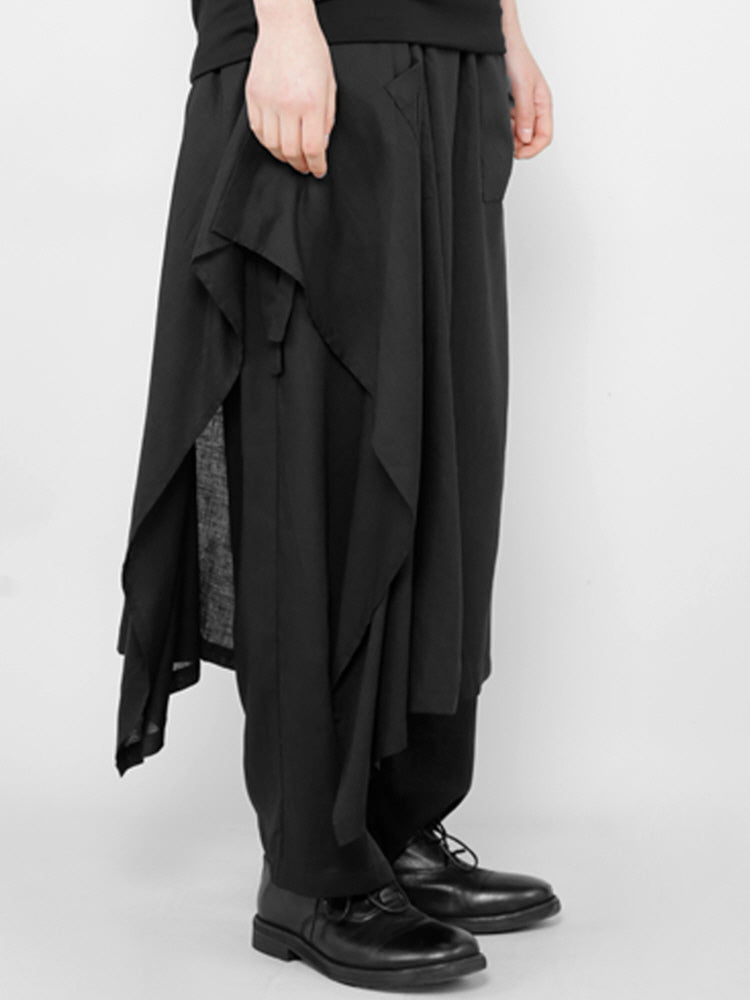 Unique niche Irregular layered skirt pants