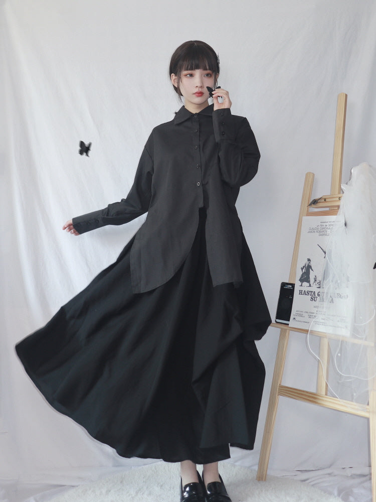 Japanese versatile loose long sleeve shirt