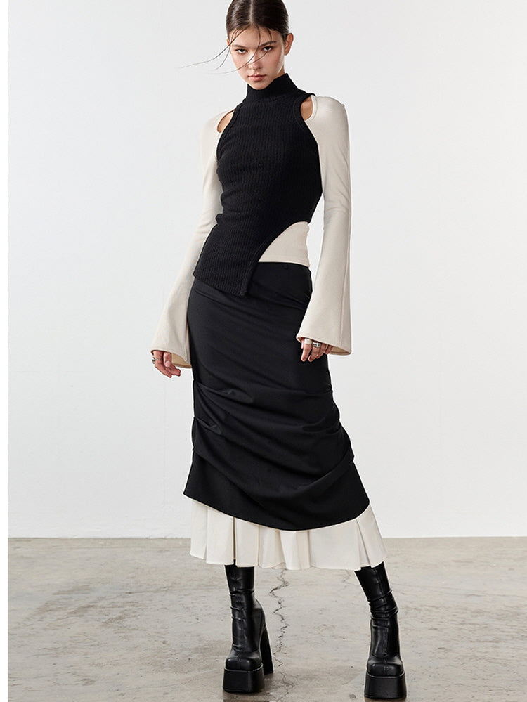 Double-layered pleated skirt