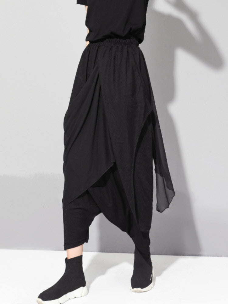 Irregular stitching double-layer chiffon culottes