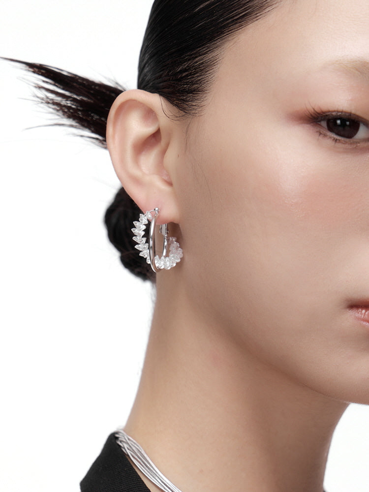 Shiny zircon beard earring