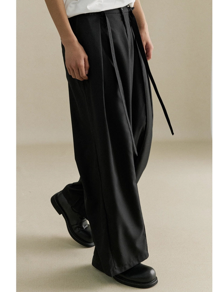 Middle seam layered retro loose casual trousers