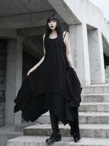 Pleated fabric irregular large dress