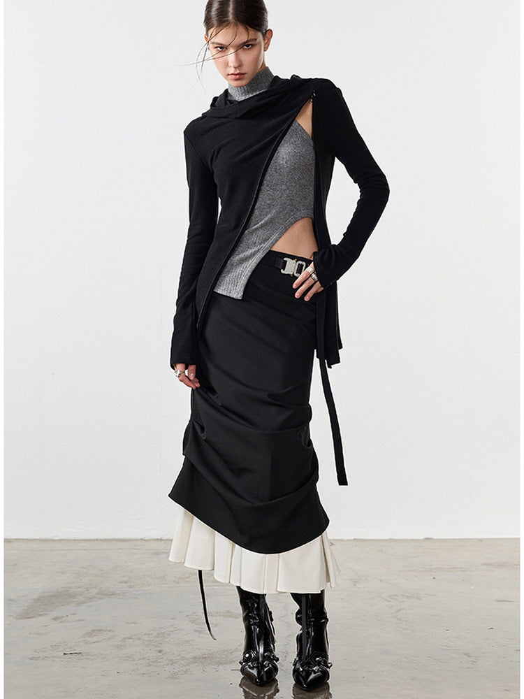 Double-layered pleated skirt