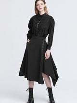 Contrast streamer irregular A-line long skirt