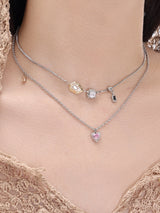 Double-layer colorful diamond clavicle chain necklace