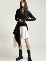 Silk satin jacquard asymmetric jacket