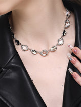 Glass ball metal necklace