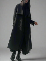 Black niche designer long quilted windbreaker coat