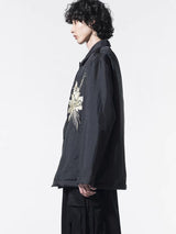 Unisex thin embroidered floral loose jacket