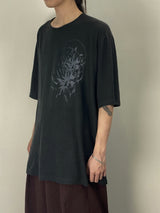 Overlapping multi-stitch sweat and linen T-shirt