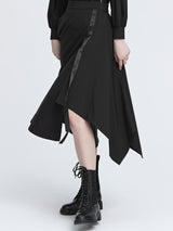 Contrast streamer irregular A-line long skirt