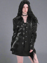 Metal Silver-Black fitted waist shirt