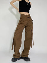 Loose straight cargo pants