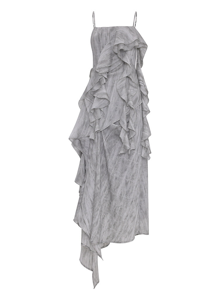 New niche design Ink grey slip dress