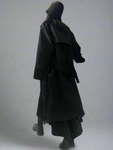 Black niche designer long quilted windbreaker coat