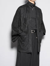 Deerskin velvet mid-length robe cardigan