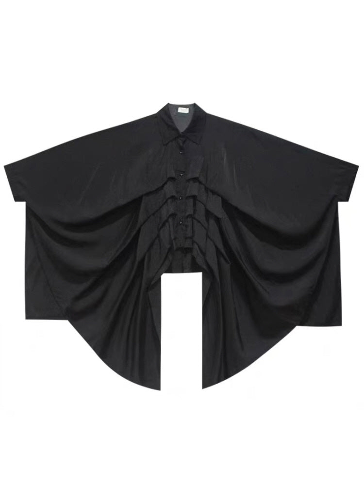 Dark niche versatile irregular design bat-sleeved shirt