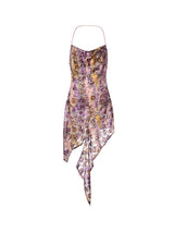 Purple and gold leopard print halterneck sundress