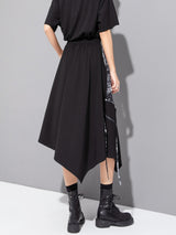 Asymmetrical stitching midi skirt