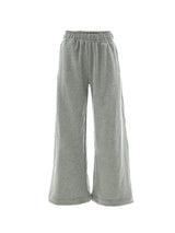 Cotton elasticated waist straight loose wide-leg pants