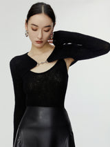 Buckle suspender shawl two-piece knit wear