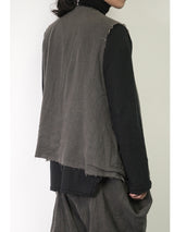 Frayed edge vintage pleated vest