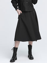 Contrast streamer irregular A-line long skirt