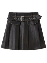 Pleated high-waisted short skirt