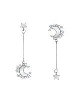 Star moon series silver needle niche earrings