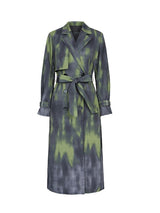 Tie-Dye cinched waist long trench coat