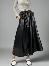 Retro PU leather umbrella skirt