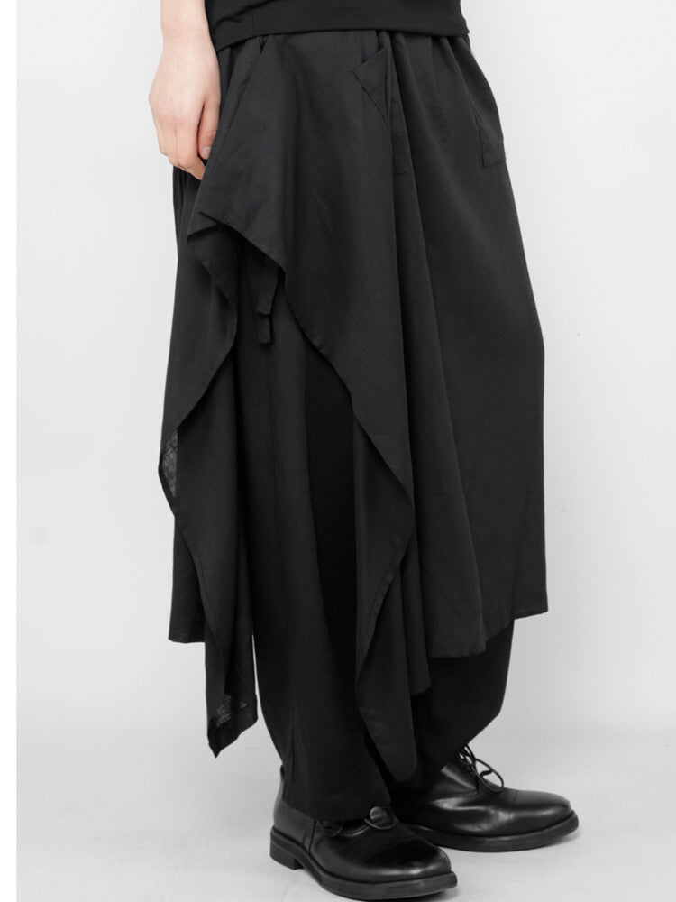 Unique niche Irregular layered skirt pants