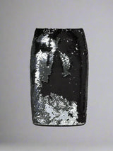 Black silver flip A-line skirt