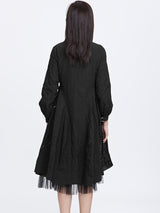 Pleated mesh A-line trench coat