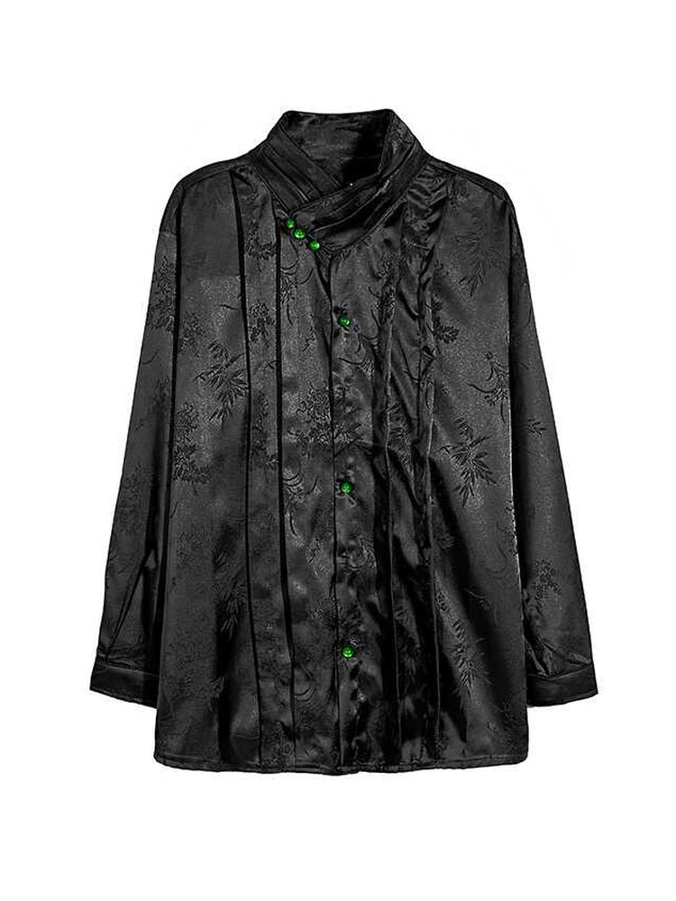 Chinese satin chic pleated loose Jacket